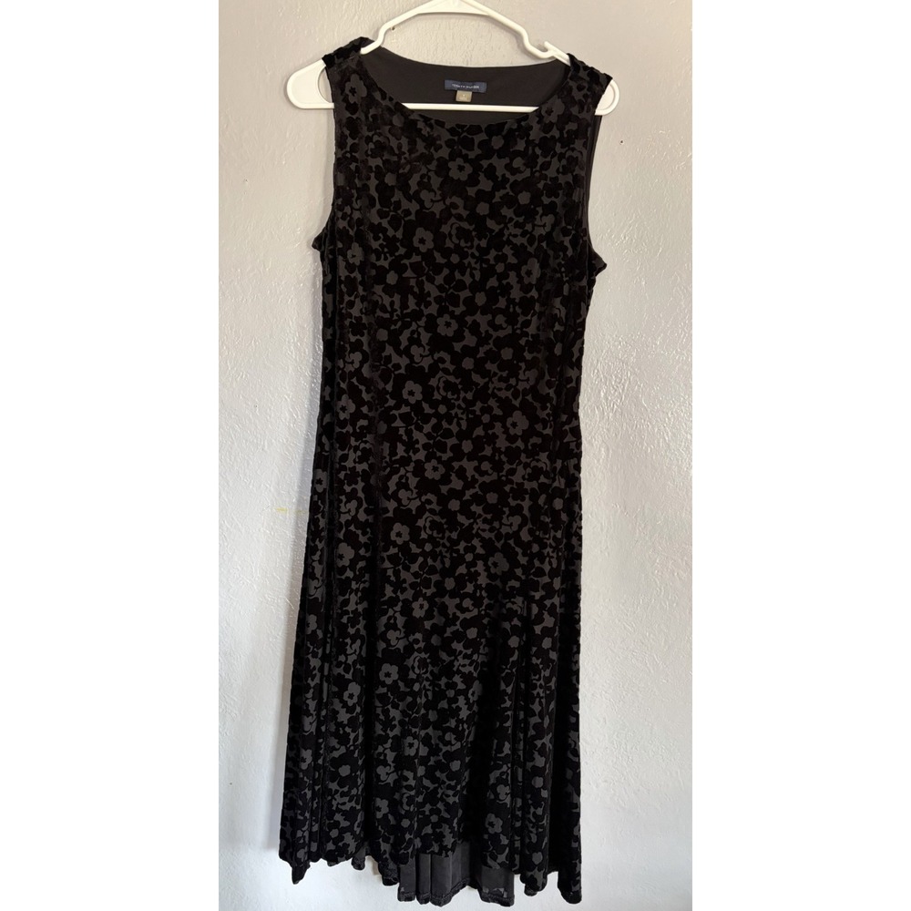 Tommy Hilfiger‎ women black Burnout Velvet dress zipper on the back size SZ 8